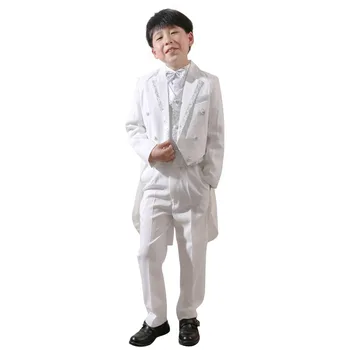 5Pcs Toddler Boys Costum Alb Formale Smoching Coadă Lungă Copii Petrecere de Nunta ti se Potriveste