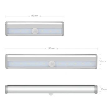 6/10 Led-uri PIR CONDUS Mișcare Senzor de Lumină Dulap Dulap Pat Lampă cu LED-uri Sub Cabinetul Lumina de Noapte Pentru Dulap Scări Bucătărie