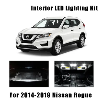 6 Becuri Albe LED-uri Auto Dome Portbagaj Plafon Lumina de Interior Kit Pentru Nissan Rogue-2017 2018 2019 Înmatriculare Lampă Nici o Eroare