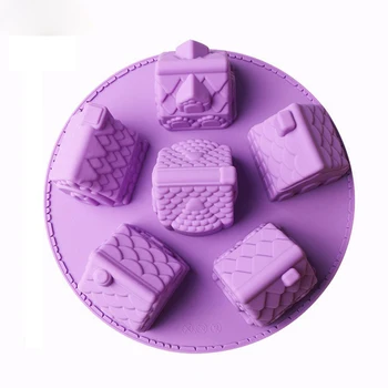 6 Găuri de turtă dulce Copt 3D Decorare Instrument de Silicon Cookie-uri Bakeware Tort Mucegai Case de Crăciun de Ciocolată de Culoare Aleatorii