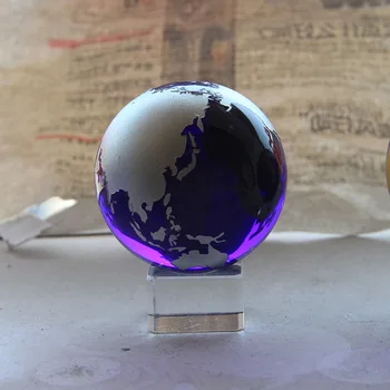 60mm Cristal Global Mingea Sferă de Sticlă Ornamente Figurine Decor Acasă Fengshui Meserii Pământ Marmură Cadouri