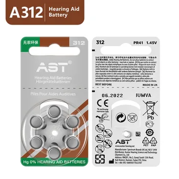 60pcs AST auditiv Bateriile 312 O ZA312 PR41 S312 312 baterii Zinc Aer pentru aparate auditive