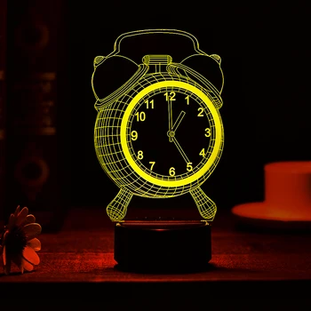 7 Culori Schimbare Touch Ceas Deșteptător 3D Colorate Lumina de Noapte Ciudat Stereoscopic Iluzie Vizuală Lampă Lampă cu LED-uri Lumina Decor Nou