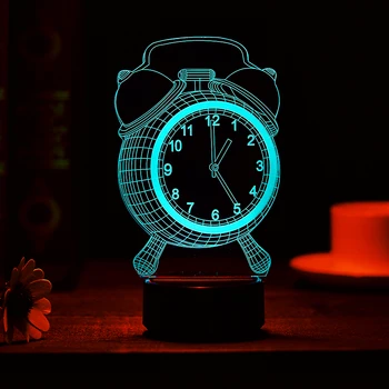 7 Culori Schimbare Touch Ceas Deșteptător 3D Colorate Lumina de Noapte Ciudat Stereoscopic Iluzie Vizuală Lampă Lampă cu LED-uri Lumina Decor Nou