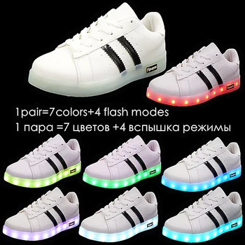 7ipupas 11 Culori Unisex Led pantofi de Moda cuplu luminoasă cu led-uri adidași Zapatos Hombre de Lumină Led, Pantofi copii, băiat, fată stralucitoare pantofi