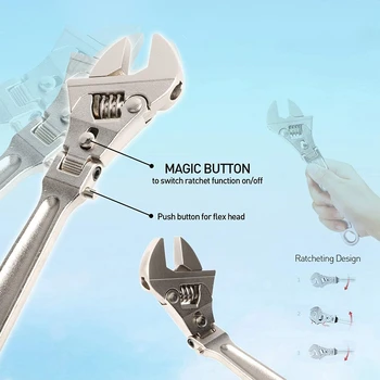 8 Inch Flexhead Reglabilă Cu Clichet Mâner Pliabil Dual-Scop Pipe Wrench Cheie Instrument De Mână