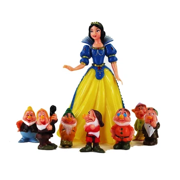 8pcs/Lot Printesa Jucării Figura Albă ca Zăpada și cei Șapte Pitici Mini Model de Păpuși pentru Copii