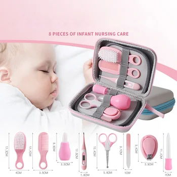 8Pcs/set Copil de Îngrijire a Sănătății Kit Unghii mașină de Tuns Perie Pieptene Set Infant Termometru Nou-născut de Îngrijire de Îngrijire a Tuns Foarfeca Kit Pentru Copii