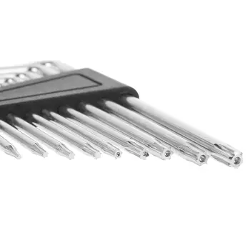 9PCS formă de L Hex Set de chei Torx Stele Cheie Hex Set de scule cu Găuri Hardware Tool Kit - Argintiu + Negru Clip T6,T7,T8,T9,T10,T15,T2