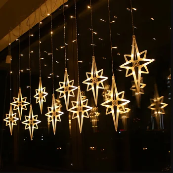 A CONDUS Steaua Nordului Cortina Lumina de 3,5 M 220V UE Ghirlanda de Crăciun Șir de Lumini Zână de Exterior Pentru Fereastra de Nunta Petrecere de craciun decor