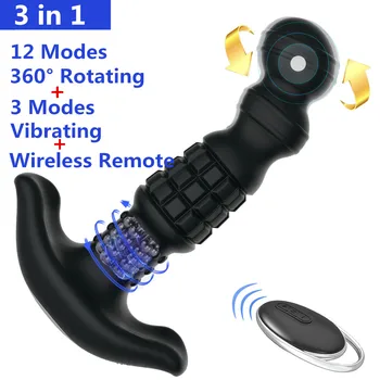 Abdo de 360 de Grade de Rotație Vibrator Anal Vibrator sex Masculin, Prostata pentru Masaj Vibrator Wireless Rotație Anal Plug Dilatator Mare Dop de Fund