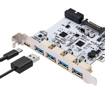 Adauga Pe Card USB 3.0 PCI-E Tip C Card de Expansiune PCI Express PCI-E USB 3.0 Controler 5Port + 1Port USB 3.1 PCI-E Adaptor de Card