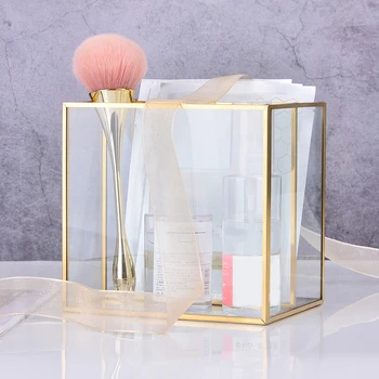 AFBC Aur Nordic Grila de Sticlă Clapeta Rezervorului de Depozitare Cutie de Lux Cosmetice Moderne Cutie de Depozitare Container Micro-Peisaj cu Flori de Cameră