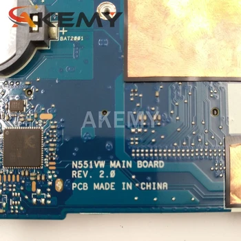 Akemy N551VW Laptop placa de baza Pentru Asus ROG N551V G551V G551VW FX51V FX51VW original, placa de baza HM170 I7-6700HQ GTX960M/4GB