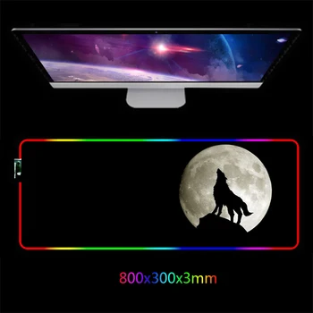 Alb negru Gaming Mouse Pad Calculator XXL Lumina LED RGB Mare Mousepad Otaku Moda Colorate din Cauciuc Rezistent de Fundal Băiat Mat