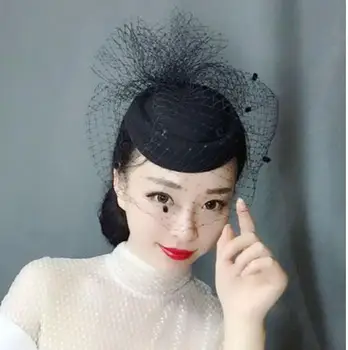 Alb voal Negru pălărie melon High-end cheongsam rochie de petrecere Frizură Feminină Pălărie Baitao Etapă de Fotografie