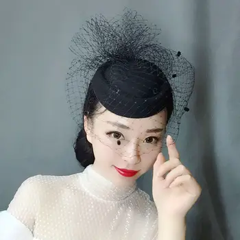 Alb voal Negru pălărie melon High-end cheongsam rochie de petrecere Frizură Feminină Pălărie Baitao Etapă de Fotografie