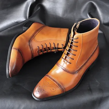 AlexBu Toamna Rochie Nouă, Pantofi de Piele Barbati Cizme High Topuri Om Casual Glezna Cizme Confortabile Pantofi pentru Bărbați de Lux Plus Dimensiune