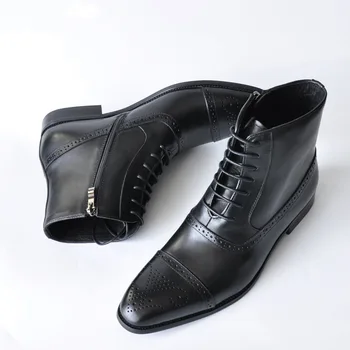 AlexBu Toamna Rochie Nouă, Pantofi de Piele Barbati Cizme High Topuri Om Casual Glezna Cizme Confortabile Pantofi pentru Bărbați de Lux Plus Dimensiune