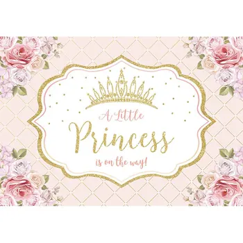 Allenjoy Comuniune Fundal O Mica Printesa Prinț Flori Roz 1 zi de Naștere Copil de Dus Photophone Fundal Photozone