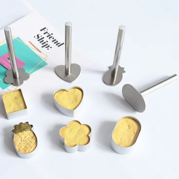 Aluminiu Cookie-Cutter Cu Presa Timbru Tort De Ananas Cutter Mucegai 2 Buc Set