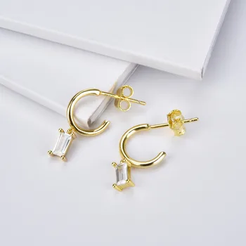 ANDYWEN Argint 925 Pur Mini Hoops Gold Circle Cercel 2020 Nou Design de Lux Cristal Nr Clipuri Femei Bijuterii