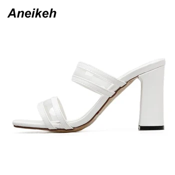 Aneikeh Sexy Femei Papuci Clasic Turma Gros Cu Toc Femei Tocuri de Vară papuci Pantofi pentru Uzura De zi cu Zi Sau în aer liber