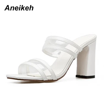 Aneikeh Sexy Femei Papuci Clasic Turma Gros Cu Toc Femei Tocuri de Vară papuci Pantofi pentru Uzura De zi cu Zi Sau în aer liber