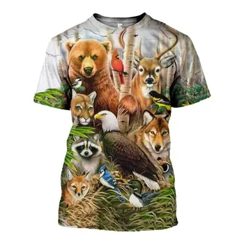 Animal lenes / maimuta / cerb 3D Imprimate barbati tricou de Moda Harajuku maneca Scurta tricou de vara street Casual Unisex tricou topuri