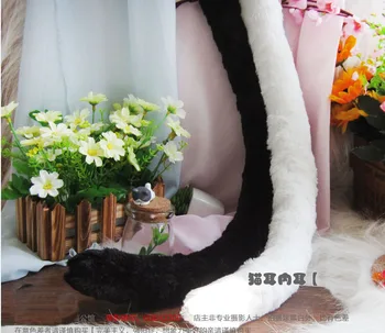 Anime minunat Partid Lolita Cosplay Costum Pisica neagra Coada 80cm Sârmă în interiorul vulpea Coada pentru