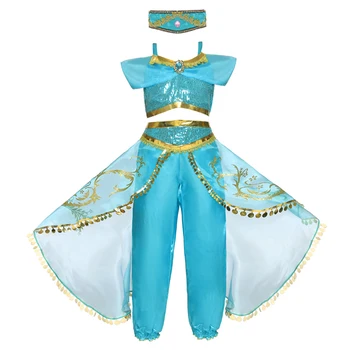 Arabian Princess Dress Pentru Fete Dress Cosplay Desene Animate Costum Copii Fără Mâneci Sequined Halloween Seturi Fantezie Fete De Îmbrăcăminte