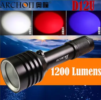 ARCHON D12U Scufundări Lanterna 100M Zoomable Scufundare Lumina ( Alb+ Rosu+ Albastru lumină LED-uri CREE ) 1200 Lumeni Lanternă Subacvatică