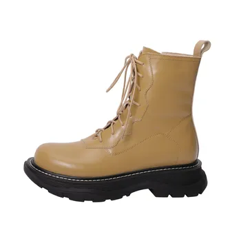 Asumer 2021 Pantofi Din Piele Naturală Pentru Femei Lână Zăpadă Cizme Rotund Toe Cald Iarna Plat Pantofi Casual Confortabil Glezna Cizme Pentru Femei
