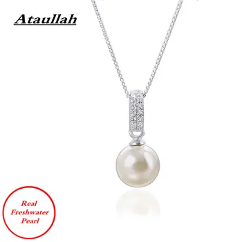 Ataullah Moda Naturale de apă Dulce Pearl Coliere Argint 925, Bijuterii Colier Pandantiv pentru Femei Partid Cadou NW073
