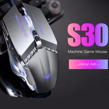 AULA S30 Profesionale Mouse de Gaming cu Fir 3200DPI 7 Butoane Macro Mecanice, Optice cu iluminare din spate Mouse de Calculator Mause pentru Desktop PC