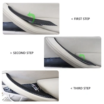 Auto Styling Interior din Fibra de Carbon Textura Ușa Trageți Mânerul de Protecție Capac Ornamental Pentru BMW X5 X6 E70 E71 F15 F16