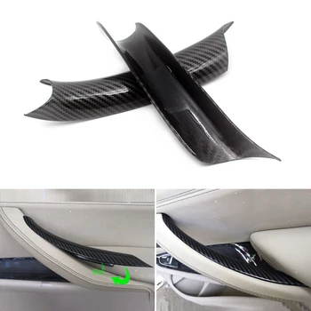 Auto Styling Interior din Fibra de Carbon Textura Ușa Trageți Mânerul de Protecție Capac Ornamental Pentru BMW X5 X6 E70 E71 F15 F16