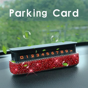 Auto Styling Temporară Card De Parcare Cristal De Diamant Cu Fraieri Numărul De Telefon Card Stras Masina Placă Parfum Odorizant