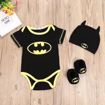 Baby Boy Set Haine Cool Batman Nou-născut băiețelul Romper+Pantofi+Pălărie 3pcs Haine de Moda Set Haine