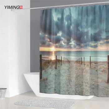 Baie cortina 3D peisajul de pe litoral sunset beach imprimare impermeabil poliester perdea de duș acasă decor perdea cu cârlig