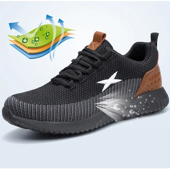BAOLESEM Om Siguranță Pantofi pentru Bărbați de Munca Încălțăminte de protecție din Oțel Cap Toe Construcție Pantofi Dantela-up Adidași Brathable Safty Încălțăminte