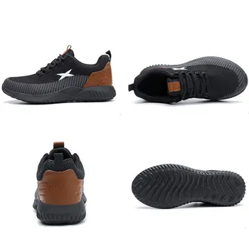 BAOLESEM Om Siguranță Pantofi pentru Bărbați de Munca Încălțăminte de protecție din Oțel Cap Toe Construcție Pantofi Dantela-up Adidași Brathable Safty Încălțăminte