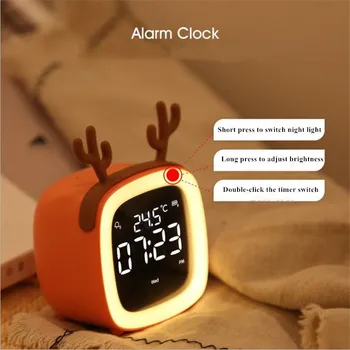 Baterie reîncărcabilă Ceas Digital de Alarmă Drăguț-TV Vocea/Vibrații Trezi Lumina de Noapte Ceas de Masa pentru Copii, Camera Copiilor Camera de zi