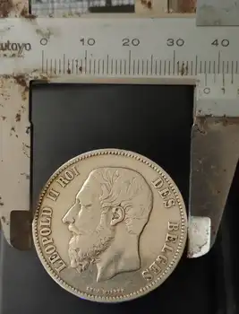 Belgia 5 Franci Leopold Al Ii-Lea 25 G De Argint Vechi De Real Silver Original Monede De Colectie Monede Europa