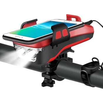 Bicicleta Power Bank Lumina 4-in-1 USB Reîncărcabilă Lanterna cu Suport pentru Telefon Bell Faruri de Bicicletă 4000 MAh Ciclism Corn de Lumină Led-uri