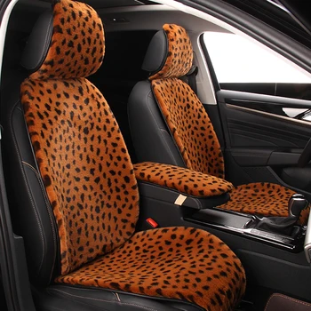 Blana de pluș Scaun Auto Capacul Protector Leopard Spatarul Scaunelor Fata Perna Pad Mat Auto Interior Față Styling Camion SUV sau Van