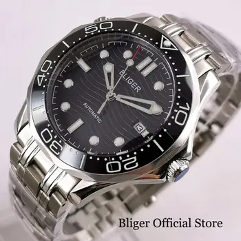 BLIGER Brand pentru Bărbați ceasuri de Mînă Safir de Sticlă Mișcarea Automată Mentale Bandă Negru/Albastru/Gri de Apelare