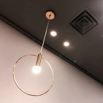 BLUBBLE Antic de Epocă Golden Circle Pandantiv Lumini de Originalitate Placat cu Vid Moderne lampa Led Bar Counter Hanglamp Simplu