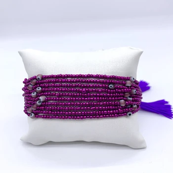 BLUESTAR turc deochi MIYUKI Șirag de mărgele Brățară Pentru Femme Ochi Violet Cristal Șirag de mărgele lucrate Manual Ciucure Banderola