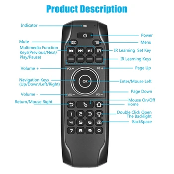 Bluetooth 5.0 Mini Tastatura G7BTS Giroscop cu iluminare IR de Învățare Telecomanda Air Mouse-ul pentru Smart TV Box Laptop Tableta